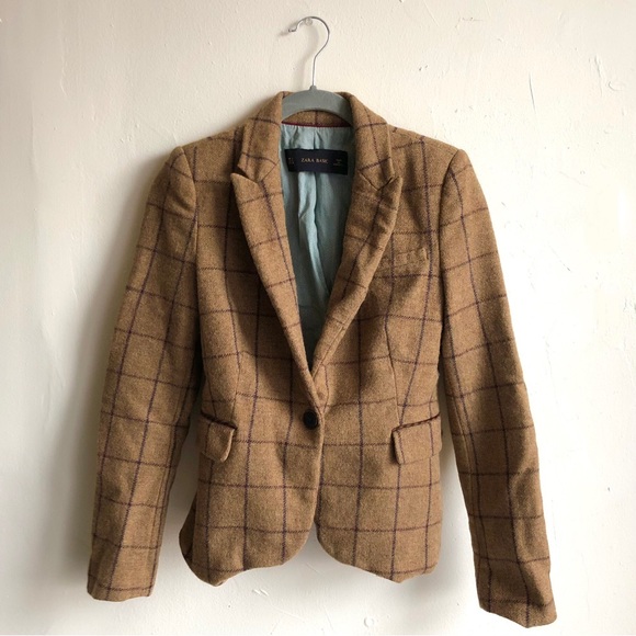 ZARA Brown Blazer with Elbow patches - Picture 1 of 5